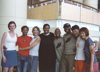 Africa Consortium partners and artists from left to right: Jordana Phokompe, Faustin Linyekula, Cathy Zimmerman, Baraka Sele, Vincent Sekwati Mantsoe, Gregory Maqoma, Kota Yamazaki and Mina Nishimura